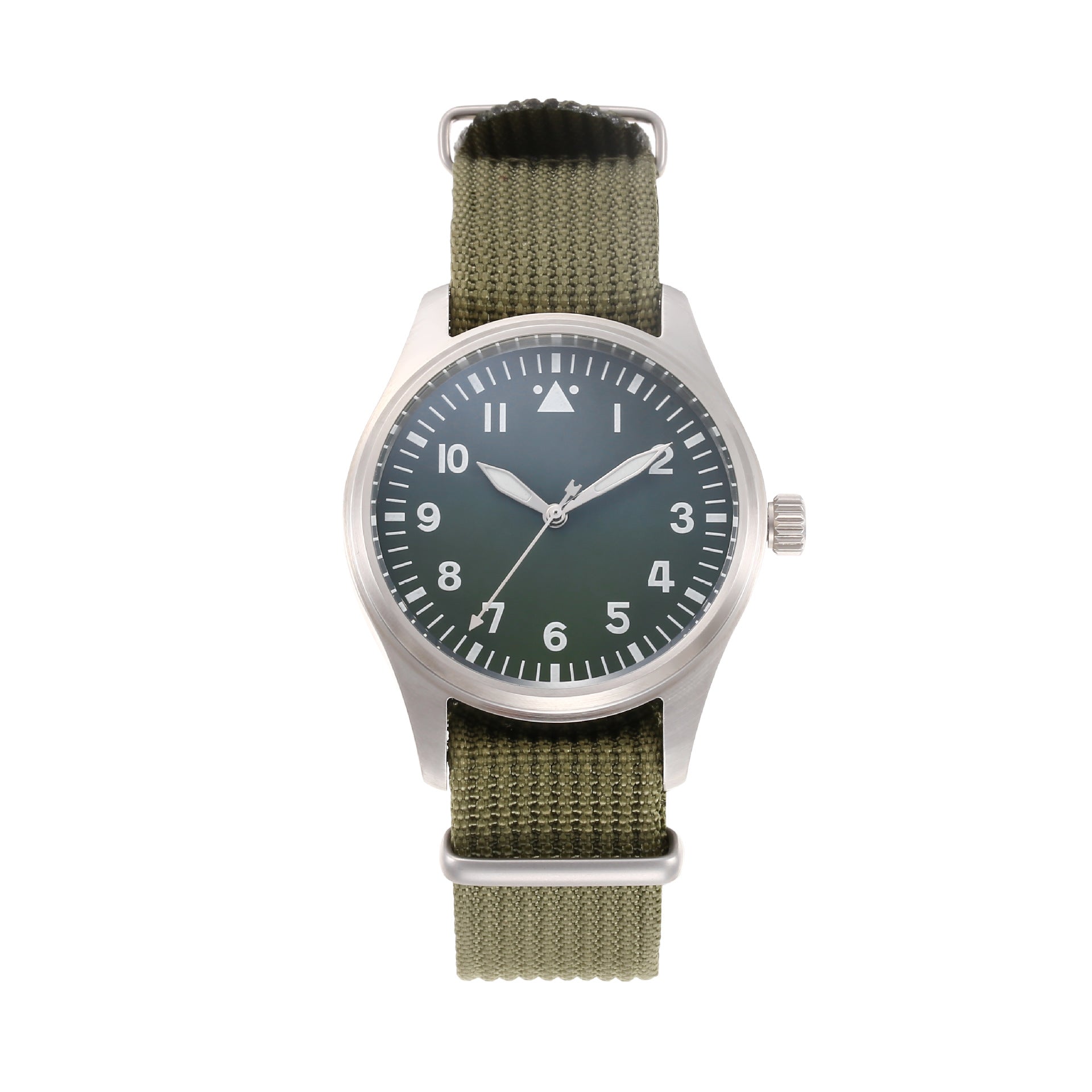 Men's Classic Pilot Aviator Watch Black Dial White Markers Stainless Steel Case NATO Nylon Strap
