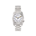 Men's Military Style Pilot Watch, Automatic Mechanical Movement, White Dial with Yellow Luminous Hands, Stainless Steel Case & Bracelet, Casual Dress Watch