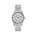 Men’s 39mm Pilot Quartz Watch, White Dial with 60-Minute Scale, 316L Stainless Steel Bracelet, Luminous Hands, 100M Waterproof Military Aviator Wrist Watch