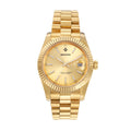 SENORS Men's Automatic Gold Watch, 40mm Fluted Bezel Datejust Style, Waterproof Luxury Business Mechanical Wristwatch
