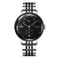 SENORS Men's Automatic Dress Watch with 35H Power Reserve, Black Dial & Stainless Steel Bracelet