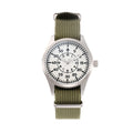 SENORS Vintage Military Pilot Watch with White Dial and Olive Green Nylon Strap