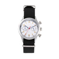 Vintage Military Chronograph Watch for Men, Cream Dial with Olive Green Nylon Strap, Stainless Steel Case